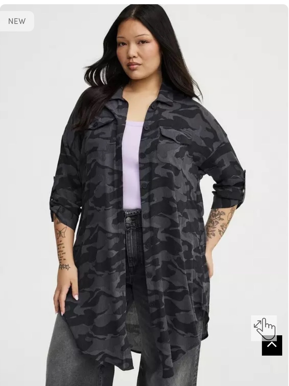 torrid Black & Charcoal Camo Utility Jacket